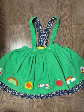 Little Bird Green Girls' Skirt with Floral Lining